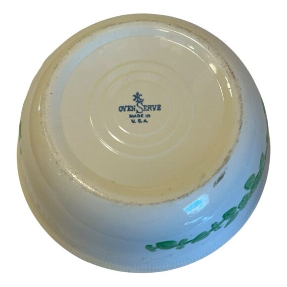 Homer Laughlin Oven Serve 1 Qt Casserole Dish Green Floral Vintage Cottagecore - Picture 3 of 14